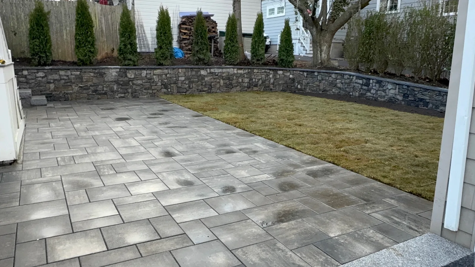 Paver Patios project completed by Bear Valley Stonework & Landscape in Braintree, MA