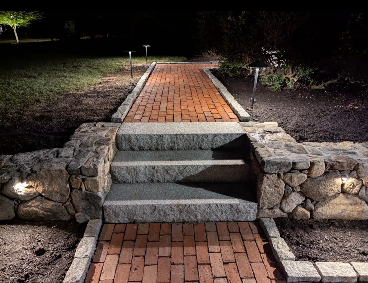 Fire Pit Installation project completed by Bear Valley Stonework & Landscape in Milton, MA