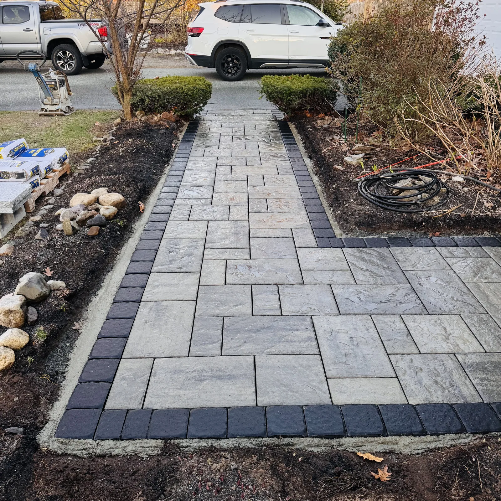 Walkways & Driveways project completed by Bear Valley Stonework & Landscape in Newton, MA
