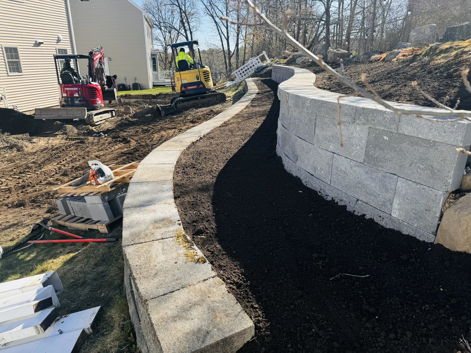Bluestone Installation project completed by Bear Valley Stonework & Landscape in Hingham, MA