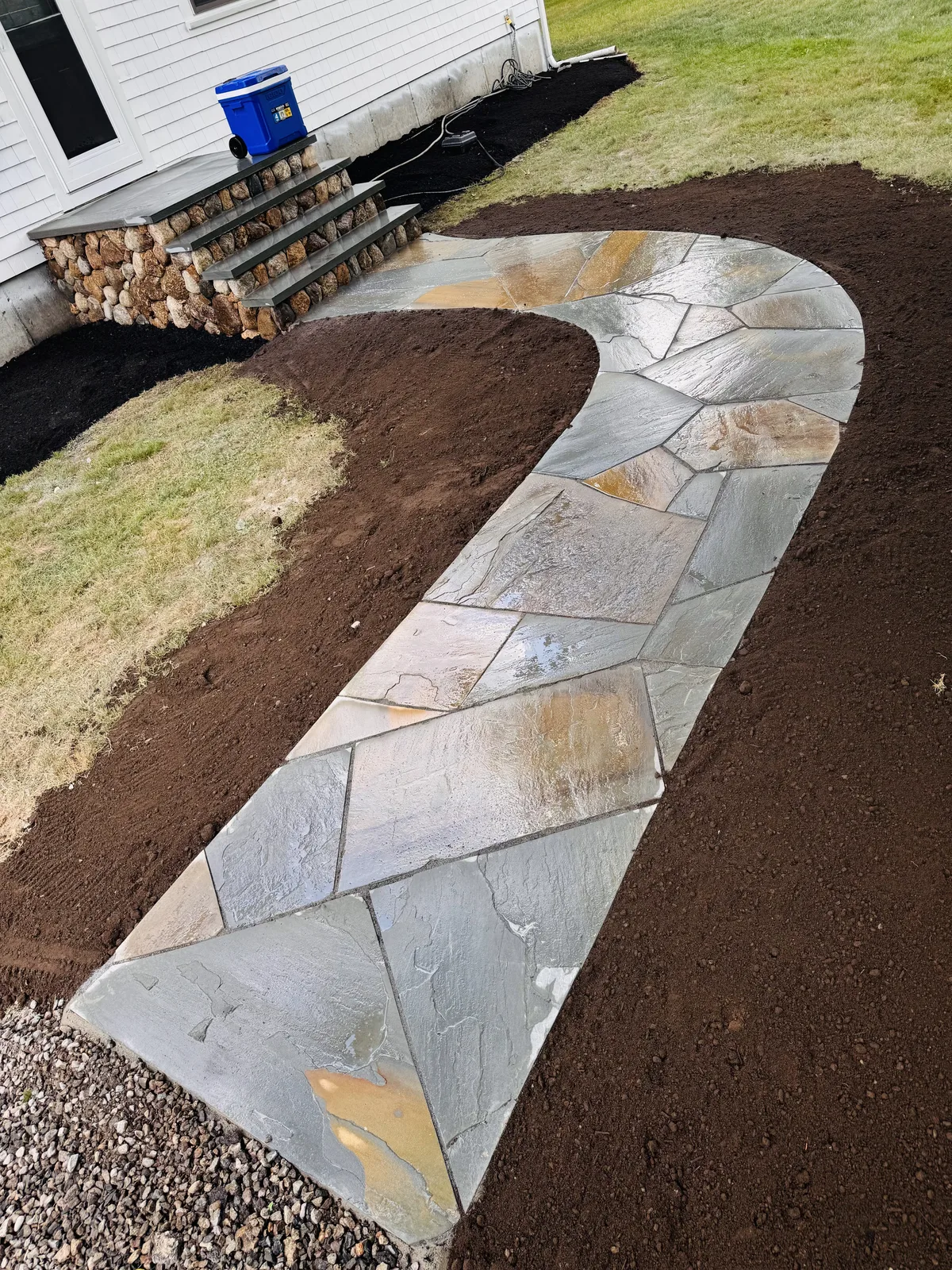 Granite Steps & Staircases project completed by Bear Valley Stonework & Landscape in Needham, MA